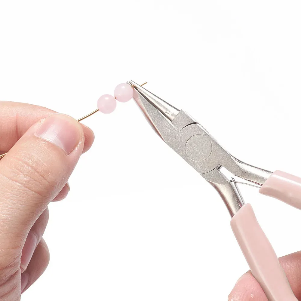 Universal Pliers Pink Handle Nickel Iron Single Section Round Concave for Handmade Jewellery