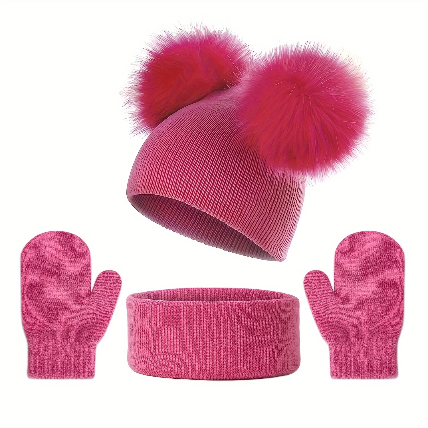 Kids Knitted Set Hat Neck Glove for Boys and Girls 0-3 Years Old