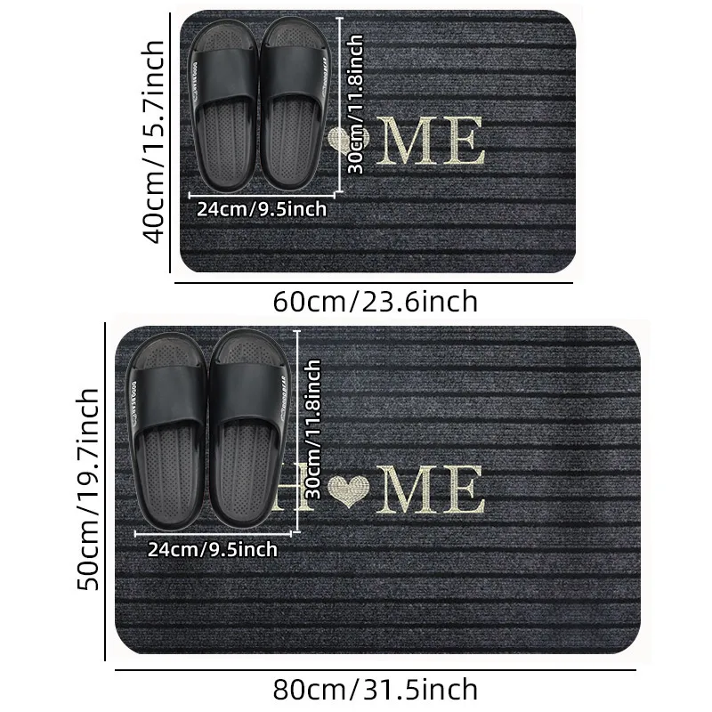 1pc flocking solid color seven stripe foot mat door mat entrance shower room absorbent small carpet gentle machine wash
