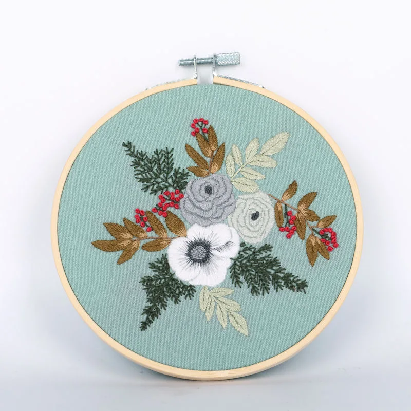 DIY Embroidery Kit Flower Pattern Cross Stitch Needlework With Hoop For  Beginner