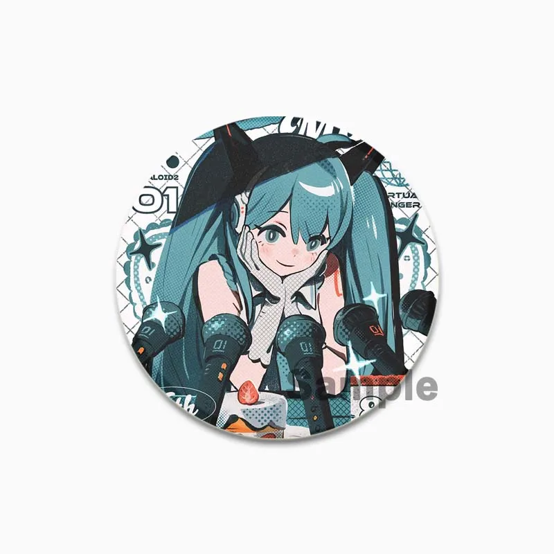 Enamel Pins Hatsune Miku Cartoon Figure Brooches for Collar Backpack Hat Accessory 44/58mm