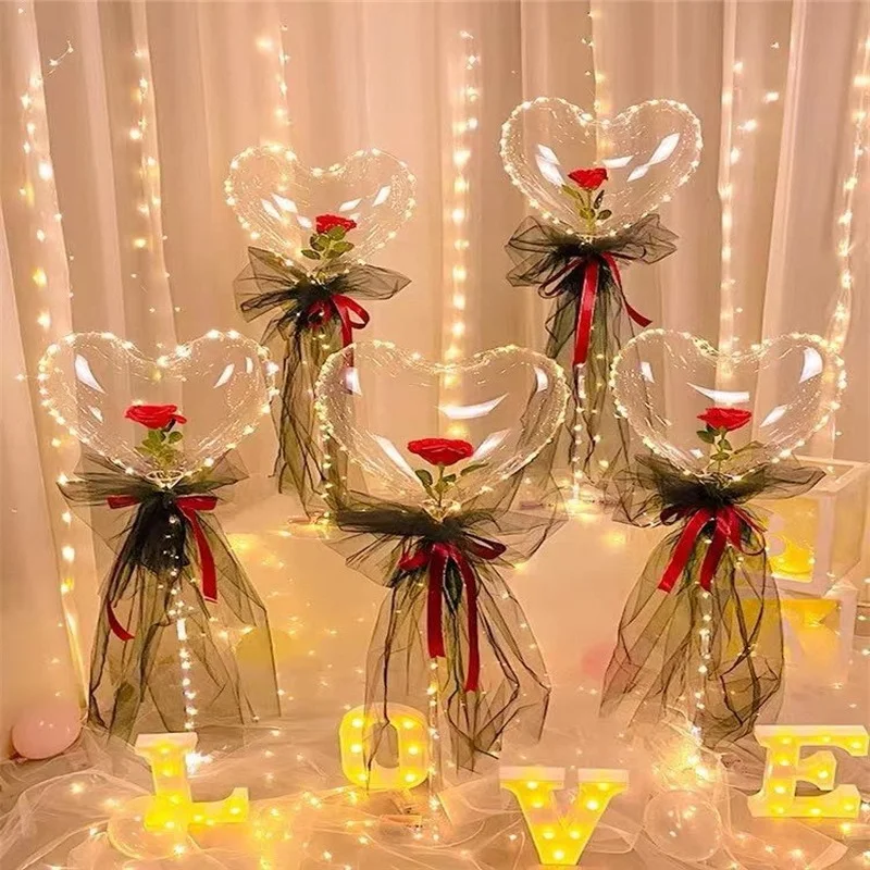 LED Multi Colour Sunflower Bubble Balloon Flower Bouquet Kit UK *Valentines  Gift