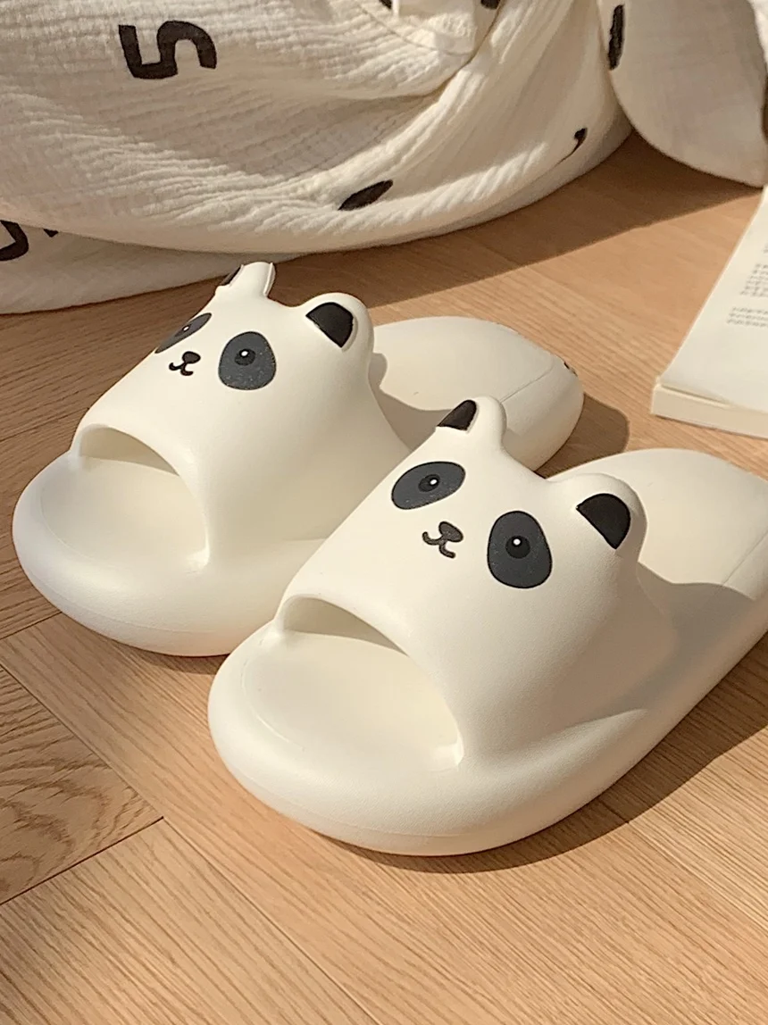 Couple EVA Thick Sole Cute Panda Slippers Casual Home  Anti Slip Slippers For Men And Women Summer Beach Sandals Flip Flops 5