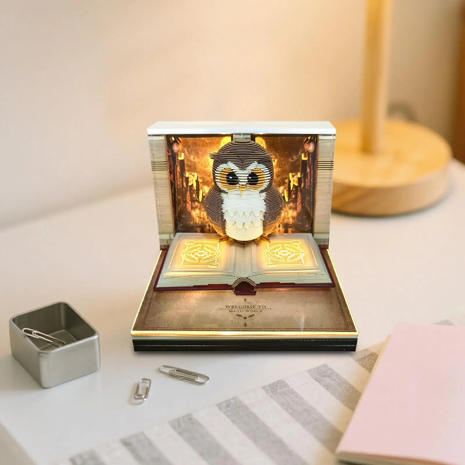 3D Calendar Memo Pad 2026 3D Tear-Away Paper Carving Art Memo Pad Notepad Owl-Shaped Tear Away Carving Time Piece Notepad