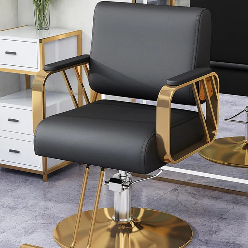 pedicure hairdressing chairs leather luxury rotating aesthetic barber chairs backrest friseurstuhl barber equipment mq50bc Stylist Aesthetic Hairdressing Chairs Golden Rotating Professional Barber Chairs Pedicure Silla Dorada Salon Furniture MQ50BC