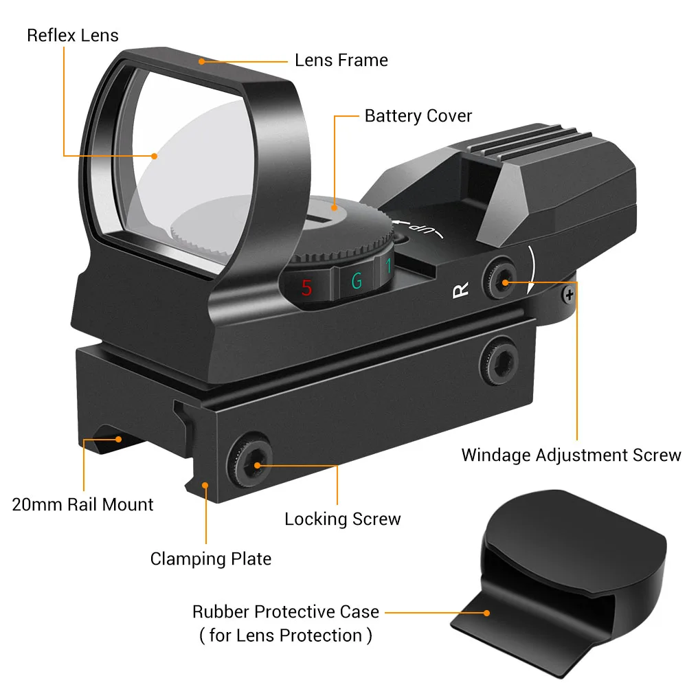Tactical Riflescope Hunting Optics Red Green Projected Dot Sight Reflex 4 Reticle Scope Collimator Sight for 11mm/20mm Rail 5