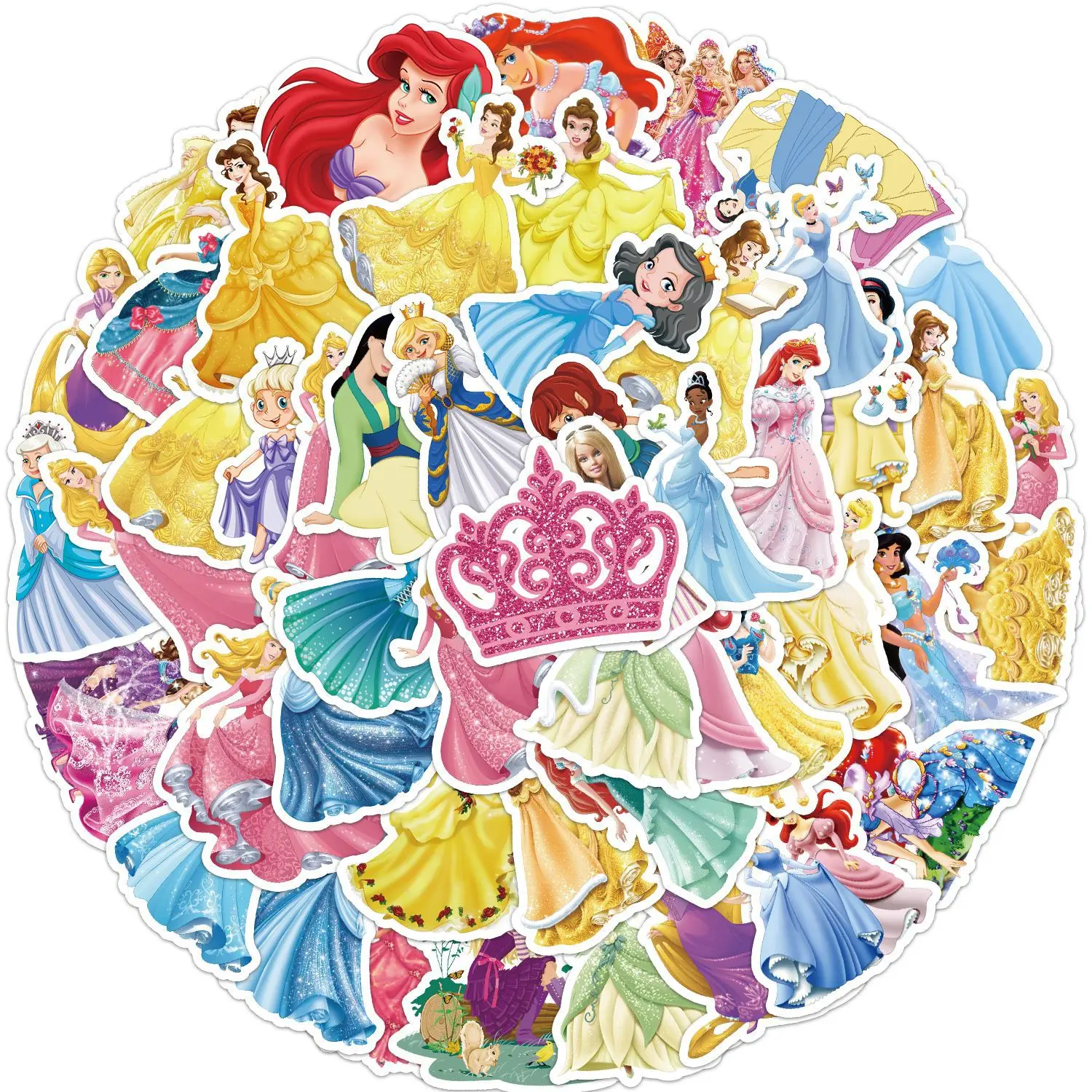 10/30/50Pcs Princess Disney Cartoon Stickers Girl Decals for Diary Scrapbooking Stationery Luggage Waterproof Sticker Kid Toys