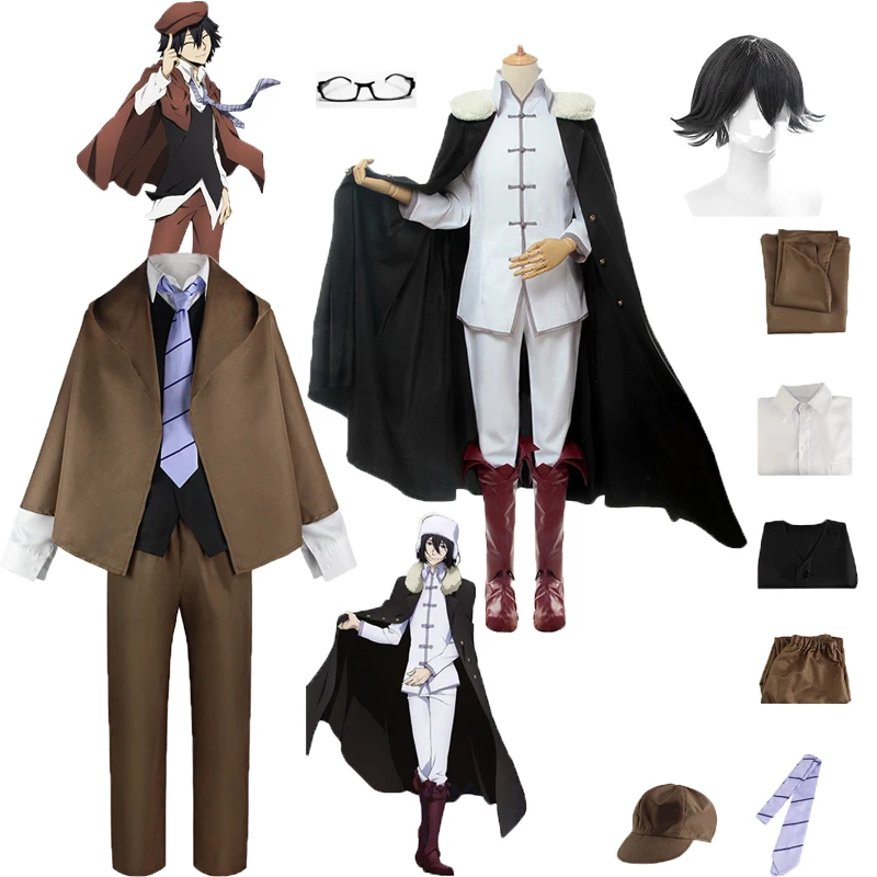 

Парик для косплея Ranpo Edogawa из аниме «бродячие псы», сезон 4, охотничья собака, плащ, шляпа, перчатка, куртка, брюки, галстук, черные короткие волосы