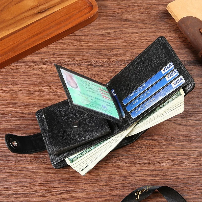 Men's Business Wallet Retro Artificial Leather Foldable Short Wallet Credit ID Card Storage Card Holder Hasp Clutch Bag Purses 5