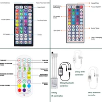WIFI Bluetooth RGB Neon LED Strip 5m 10m 20m 30m Light 24V 24key 44key Remote Control EU US UK AU Power Kit 60LED/m Waterproof - Image 3
