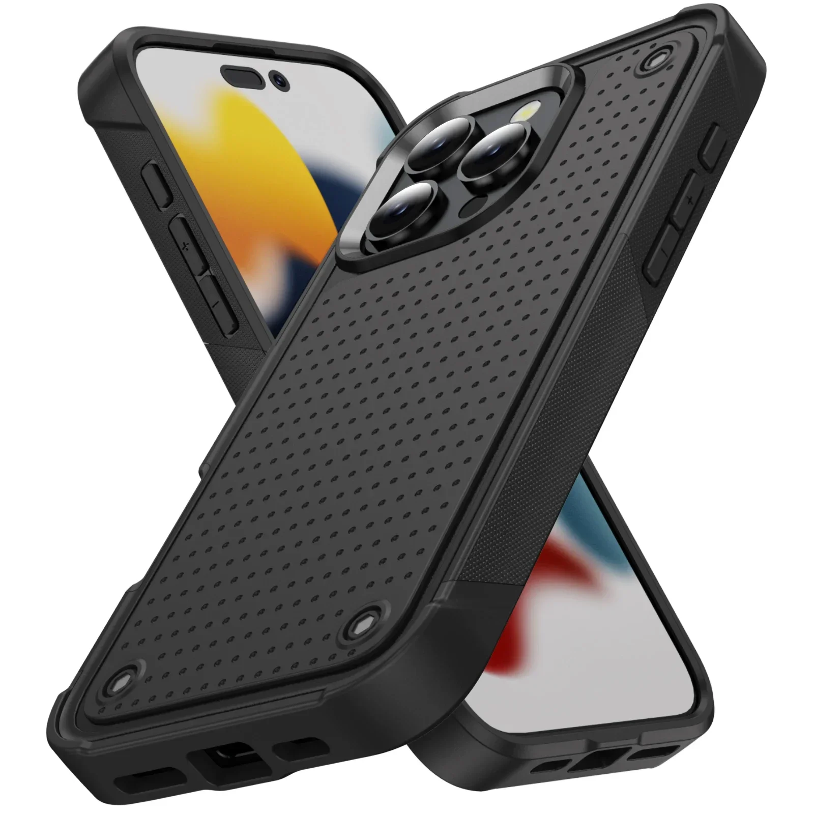 Hybrid Rugged Armor Shockproof Phone Case with Hard Plastic Frame and TPU Back Cover