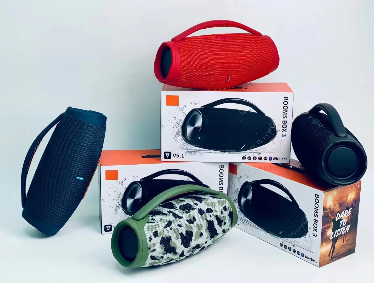 QUEED BOOMS BOX3 Wireless Bluetooth Speaker Outdoor Heavy Bass Option