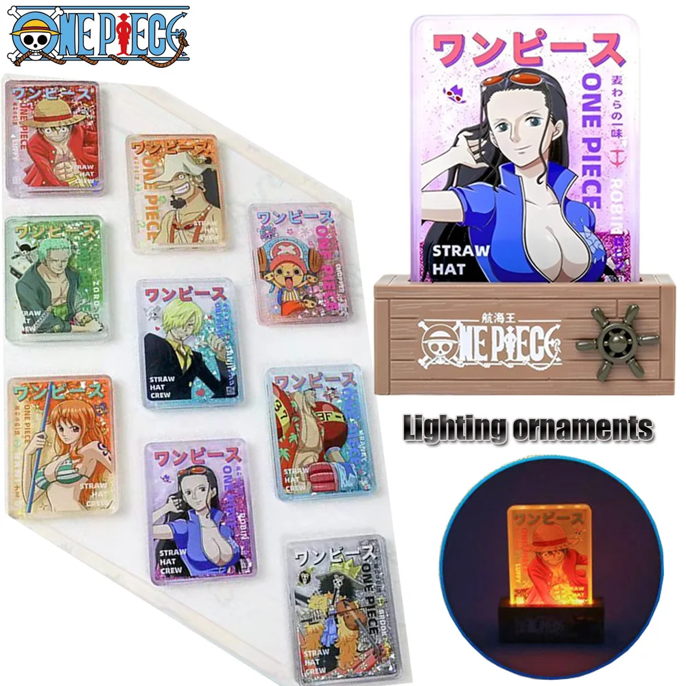 One Piece Night Light Rufy Zoro Nami Sanji Chopper Robin Acrilico Lighting Standing Card Anime Figure Light Giocattoli Per Bambini Regalo