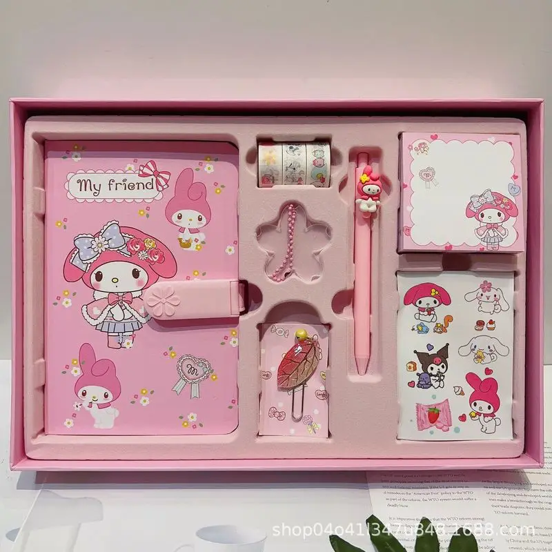 

Новинка Sanrio Melody Kuromi Cinnamoroll коллекция креативные принадлежности Kawaii набор блокнот Diy стикер студенты канцелярские принадлежности