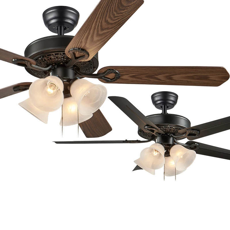 Fan-Style Ceiling Lamp Home Living Room Bedroom Dining Room Ceiling Fan Lights Simple Decorative Electric Fan Retro American
