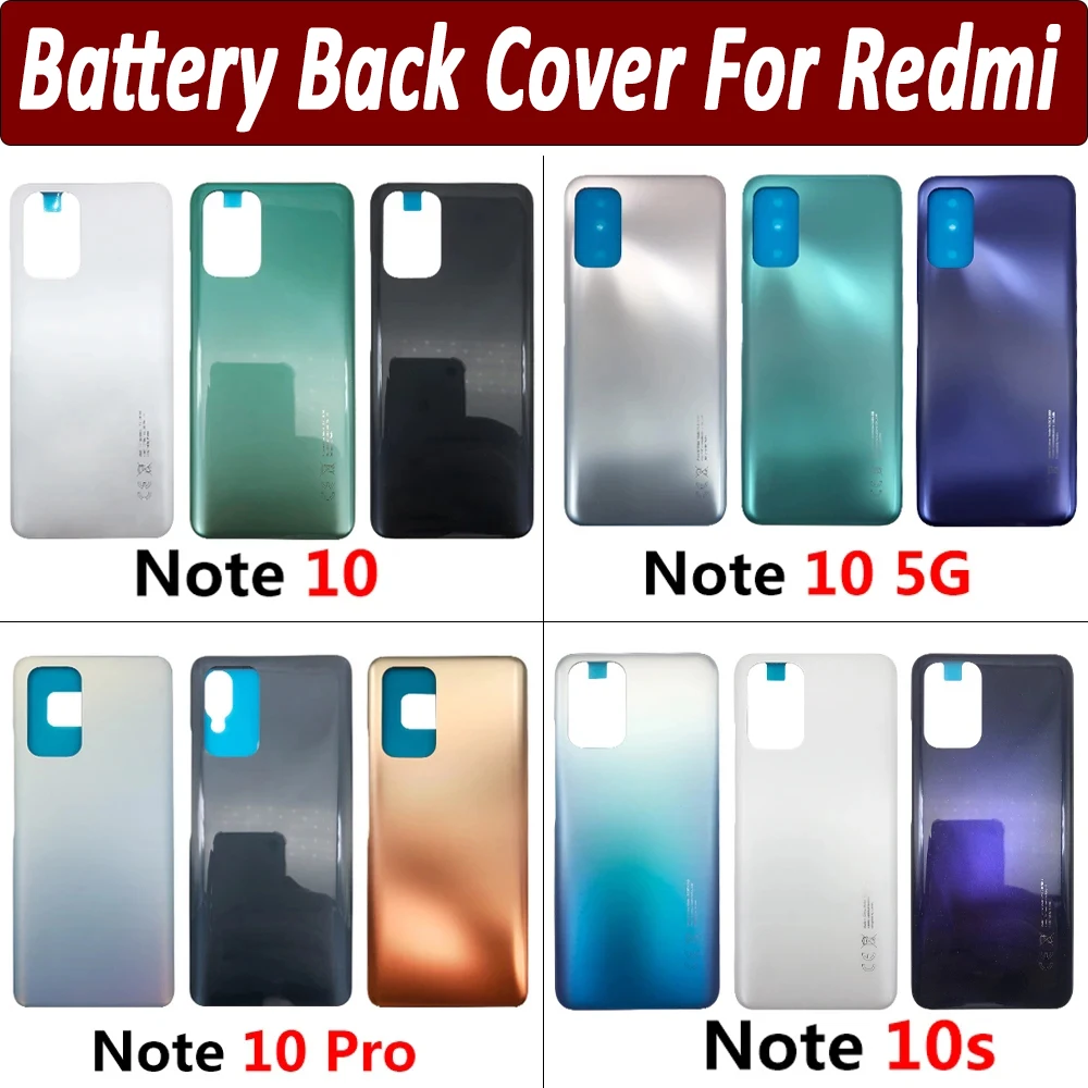 

Новая задняя крышка батарейного отсека, задняя крышка корпуса, сменная деталь с клейкой поверхностью для Xiaomi Redmi Note 10S 10 4G Φ Note 10 Pro