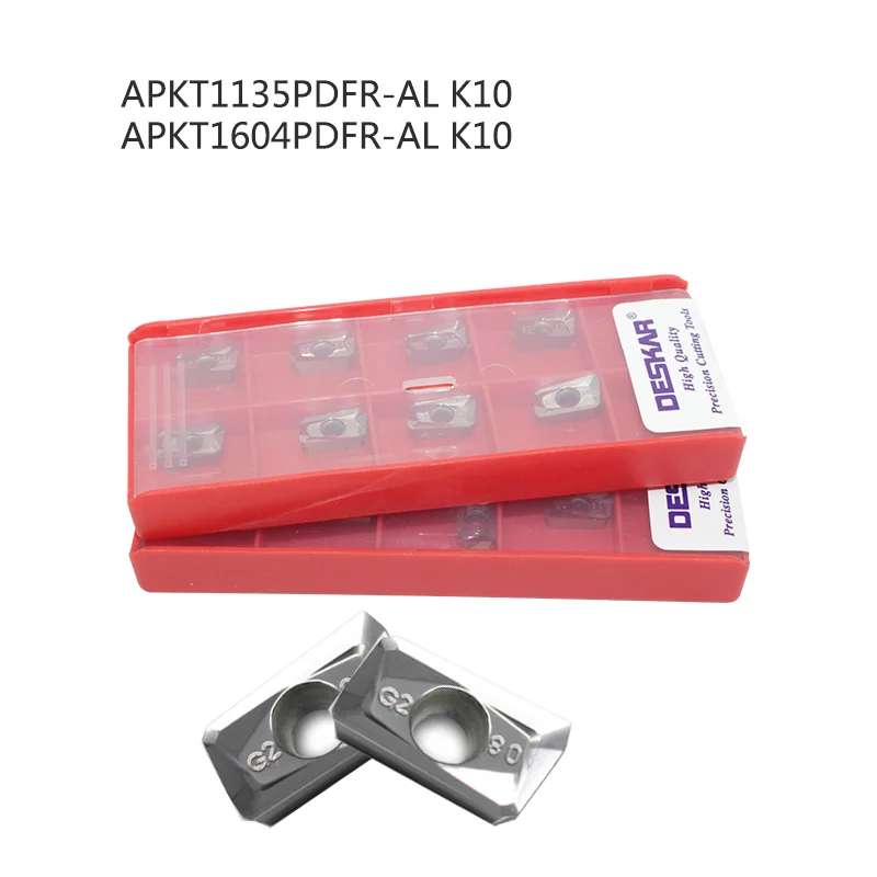

10pcs APKT1135 APKT1604 PDFR AL K10 Carbide Inserts CNC Lathe Cutter Tools DESKAR APKT Milling Turning Blade for Aluminum Copper