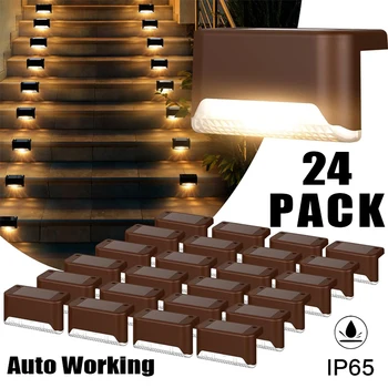 24PCS IP65 Impermeabile Lampada da giardino solare Lampade da esterno a LED a energia solare per ringhiere Scale Passo Recinzione Cortile Patio Pathway 1