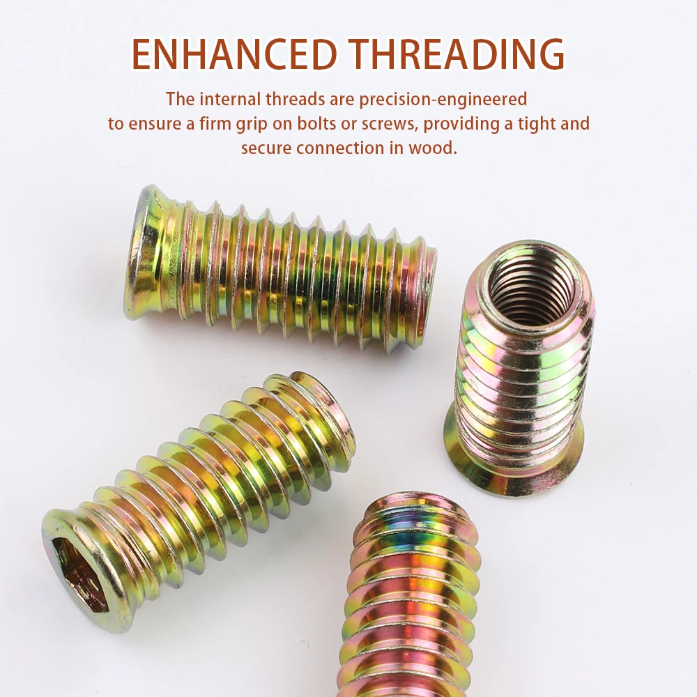 Threaded Insert Nut 10/20pcs M4 M5 M6 M8 M10 Zinc Plated Steel Hexagon Socket Threaded Insert Nut for Furniture Wood Bed Cabinet