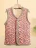 Women's Fce Lined Warm Vest Coat Middle Aged And ly People Cotton Fillings Winter Jaet andmother Mommy Stripe Pat...