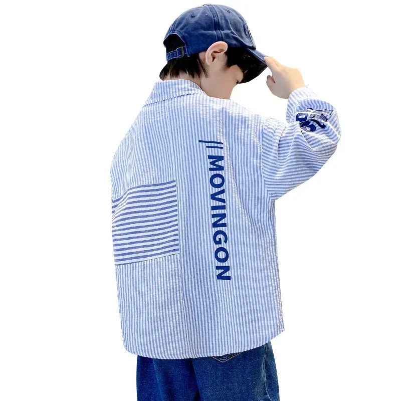 Trendy Boys Spring Autumn Shirt For Children Middle Large Boys Fashion Streetwear Shirt New Style Chinese Traditional Desig