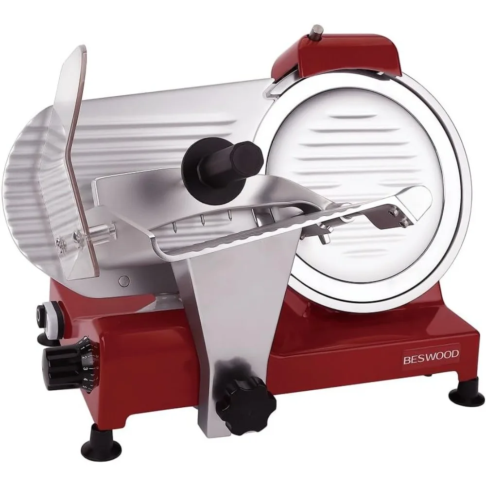 10" electric deli meat slicer, cheese food slicer with premium chromium-plated steel blade, for home and commercial use, 240w,