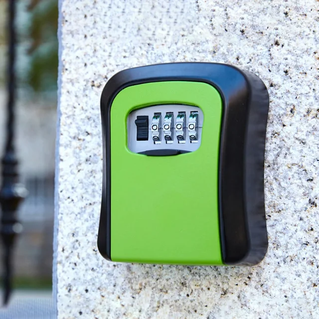 Wall Mount Key Safe Organizer Box 4 Digit Combination Password Key Box Password Lock ABS Plastics for Indoor Outdoor Key U Disk 4