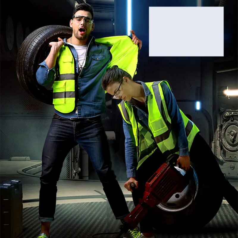 High Visibility Reflective Vest Working Clothes Motorcycle Cycling Sports Outdoor Reflective Safety Clothing Jacket
