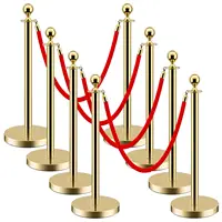 8 PCS Stainless Steel Stanchion Post Queue 5 ft Red Velvet Rope Red Carpet Ropes and Poles Crowd Control Barriers for Red 1