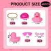 12/24/48PCS Pink Mini Rubber Ducks with Cow-boy Hat,Glasses,Necklace,Jeep Ducks for Ducking,Party Favors,Dashbaord Decoration 2