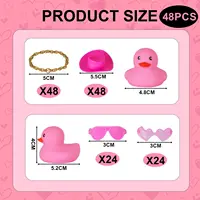 12/24/48PCS Pink Mini Rubber Ducks with Cow-boy Hat,Glasses,Necklace,Jeep Ducks for Ducking,Party Favors,Dashbaord Decoration 2
