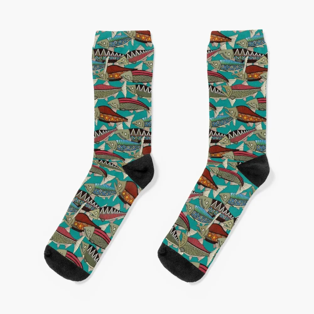 

Alaskan salmon teal Socks sheer aesthetic hiking Heating sock Socks Men's Women's