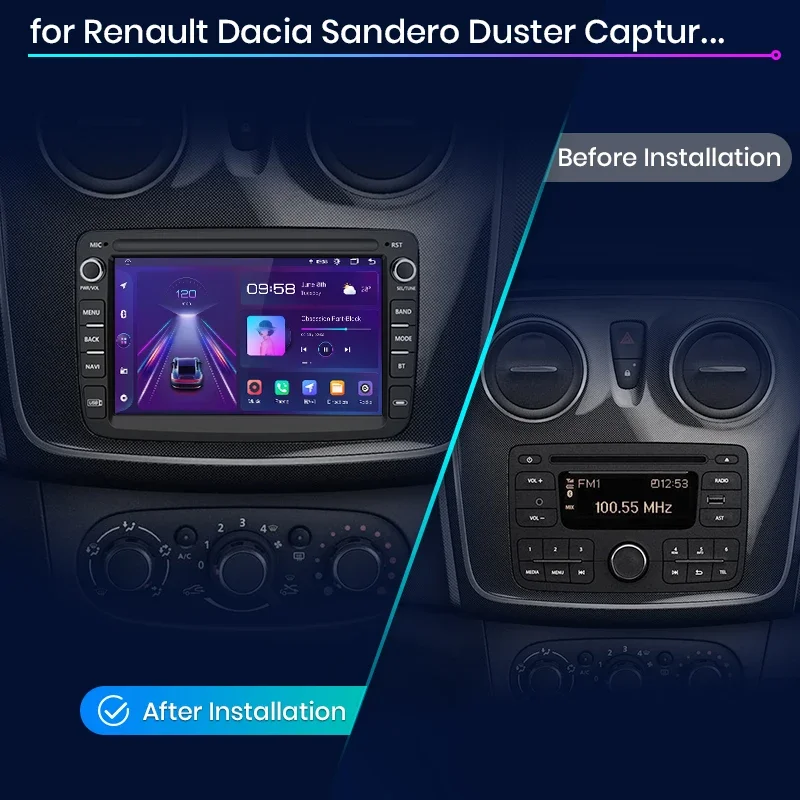 Junsun CarPlay Android Auto Radio de coche para Renault dacia plumero Sandero Captur Xray Logan 2 símbolo Dokker GPS Audio inteligente 2