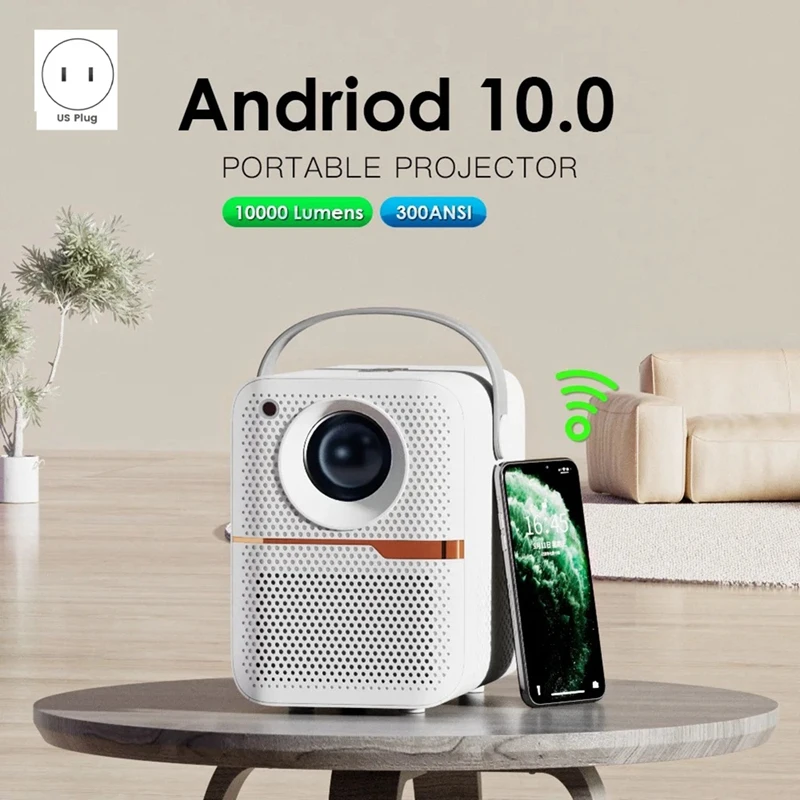 P10 스마트 4K 와이파이 휴대용 홈 시어터 비디오 LED 블루투스 미니 프로젝터, 안드로이드 10 프로젝터, 1080P