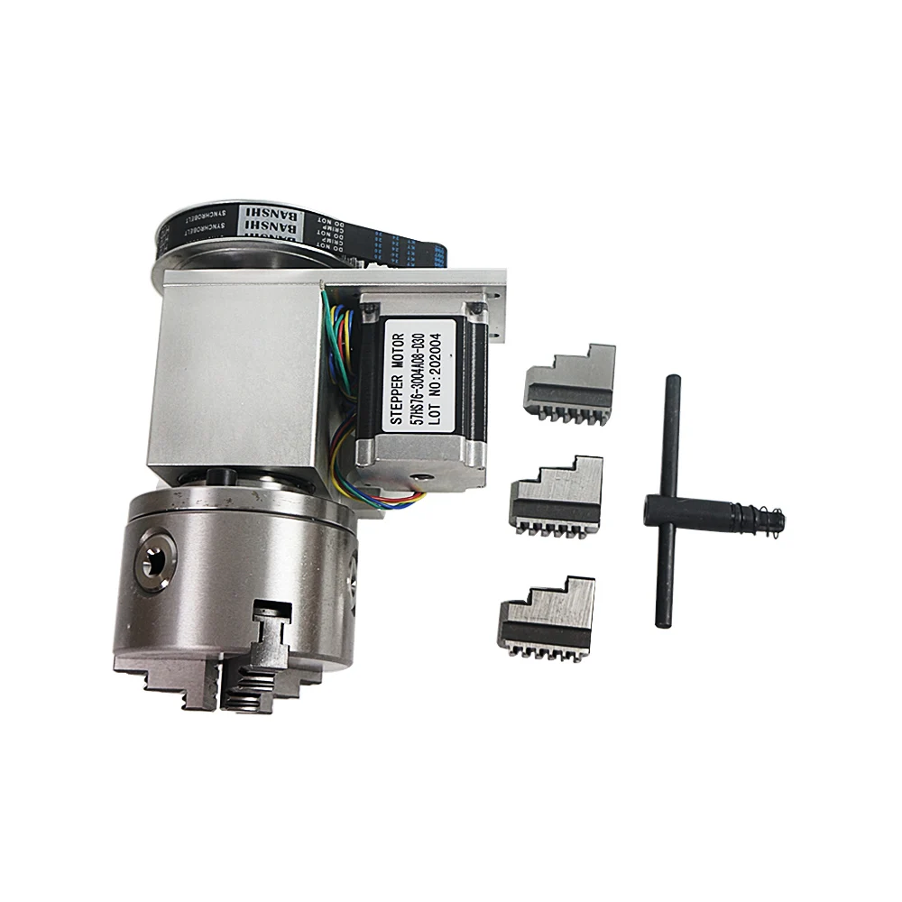 

CNC A Axis Rotary Axis 100mm 3 Jaw 4 Jaw Chuck 4th Axis CNC Dividing Head/Rotation 6:1 With Two-Phase Stepper Motor 57