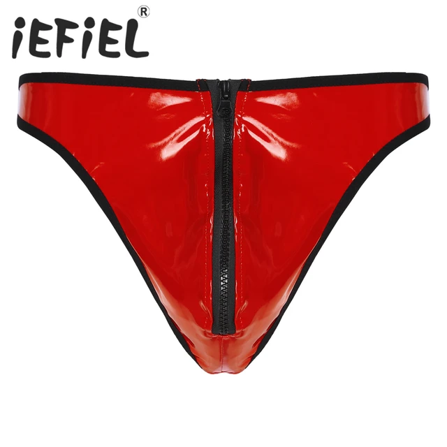 Masculino masculino g-string briefs molhado olhar couro patente underwear  bulge bolsa tanga discoteca bar estágio desempenho cuecas traje - AliExpress