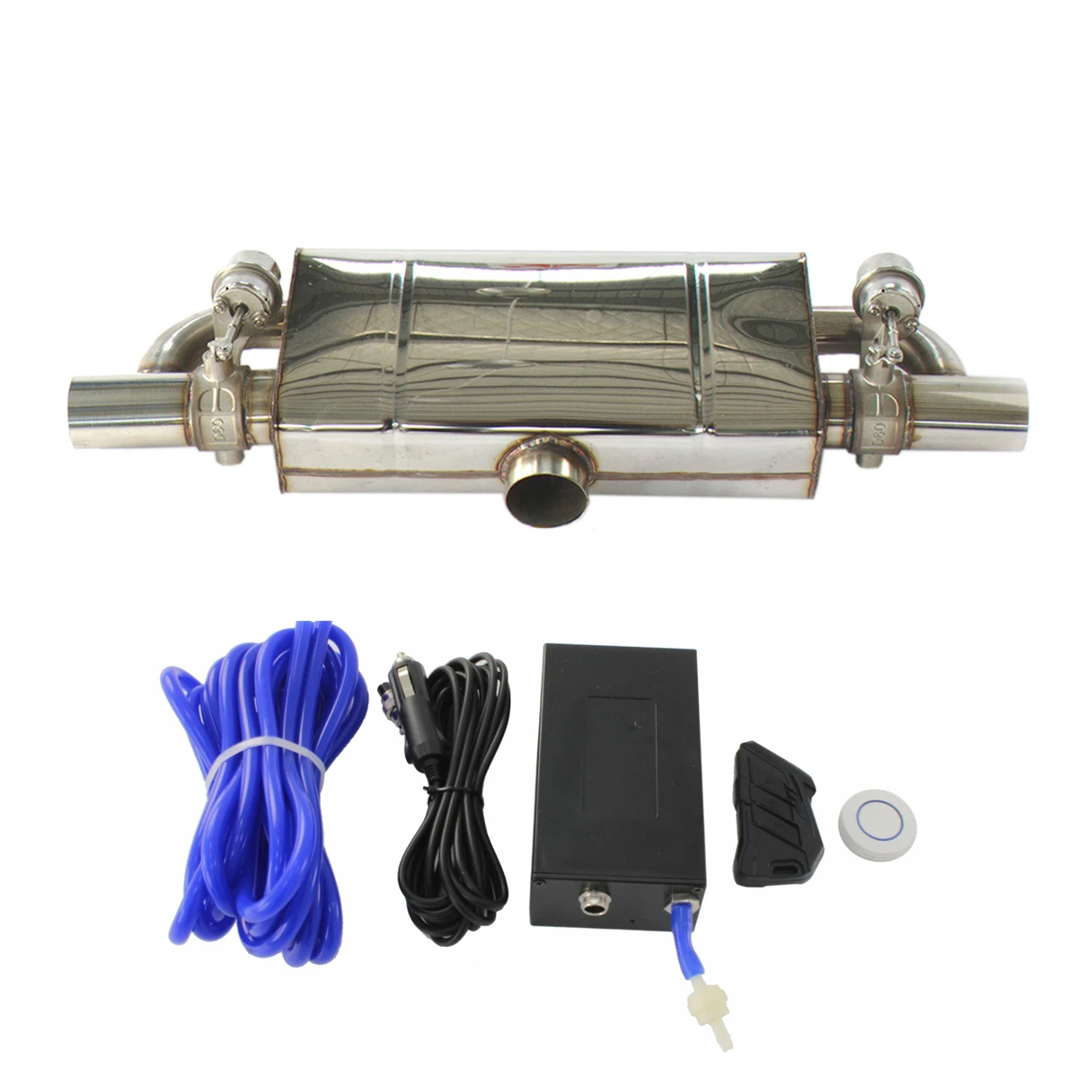 

Car High Quality T Style 1 Inlet 2 Outlets SUS Variable Muffler Valve Motor Silencer With Cutout Valve Remote Control