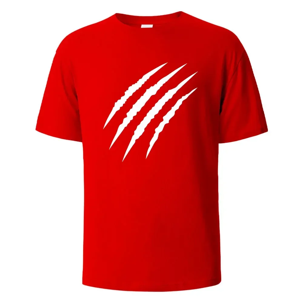 thumbnail image 1 of Camisetas gráficas Claw Marks Simplicity de verano, transpirables, cómodas, de algodón puro, para hombres y mujeres, ropa de gran tamaño con cuello redondo para hombres, 1 of 4