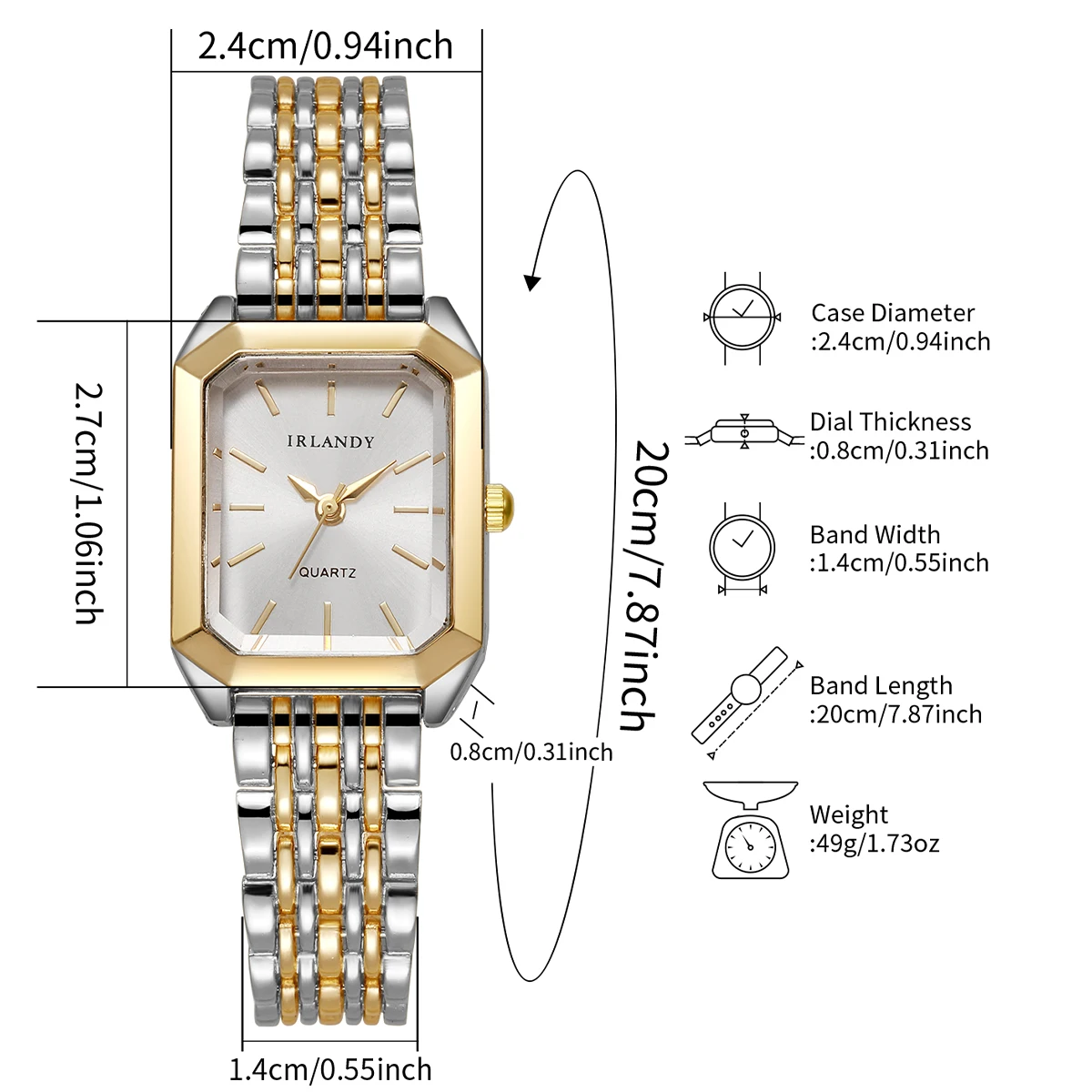 2/4pcs Women's Luxury Business Watch Exquisite Simple Square Style Dial Quartz Watch Set, Best Gift Choice (Box Not Included)