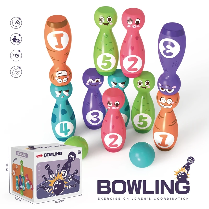 Bowling Game Set Colorful Number Bowling Playset For Kids Parent child Interactive Indoor Sports Game Creative