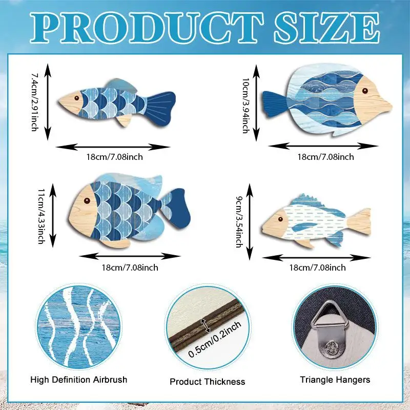 Nautical Wooden Fish Wall Art - Beach-Themed Marine Sculpture