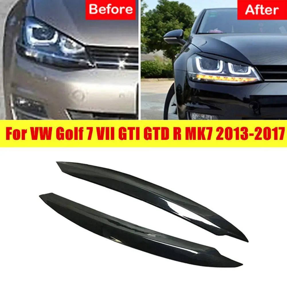 Black ABS Car Headlight Eyebrow Trim Cover For Golf 7