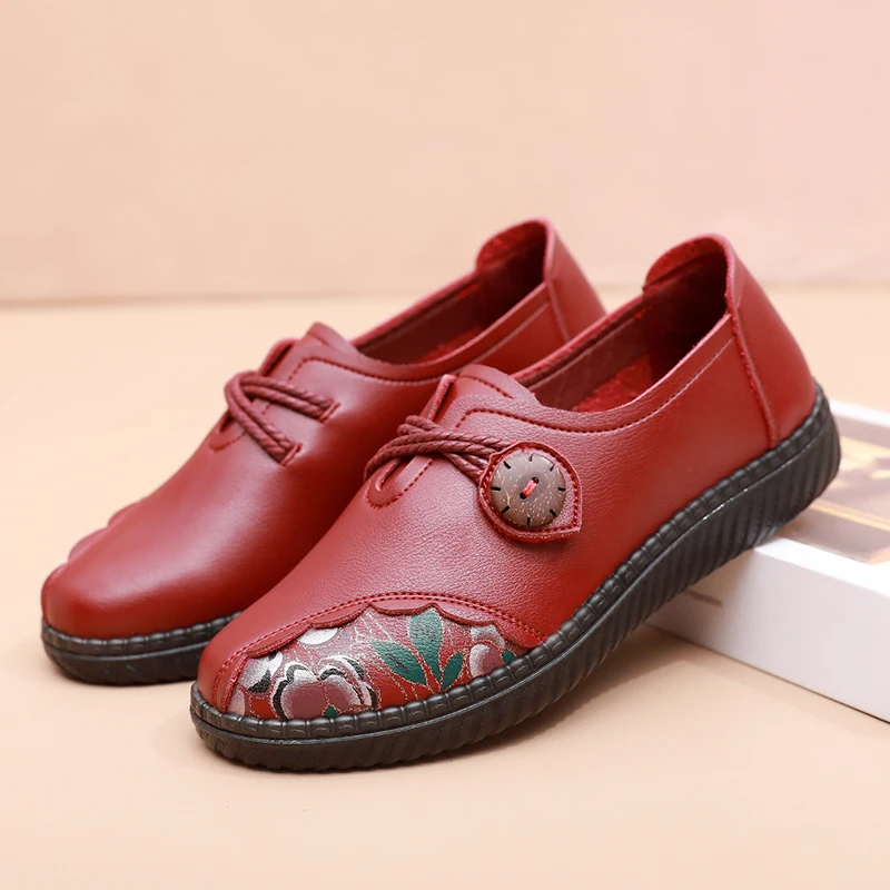 

Shoes For Women Spring\Autumn Genuine Leather Slip On Loafers Women Casual Shoes Breathable Woman Flats Shoes Mother Shoes