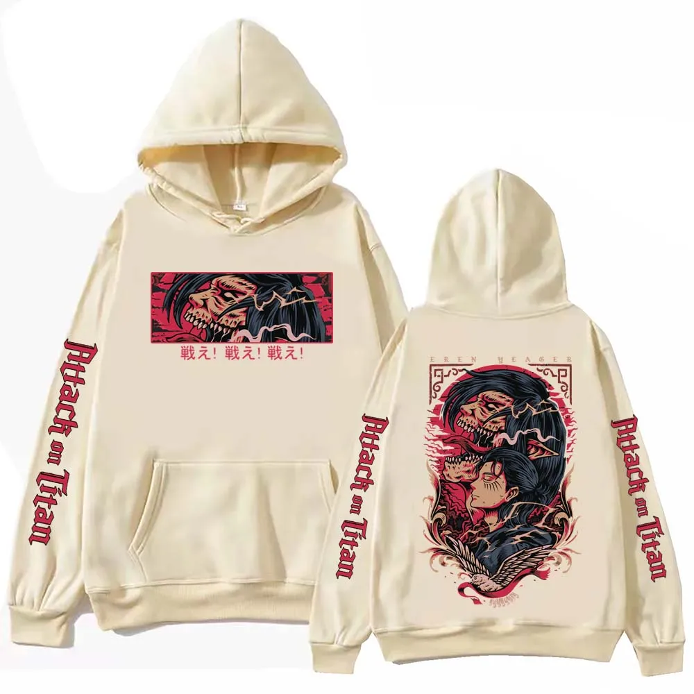 Anime Attack on Titan Eren Hoodie Harajuku  Pullover Tops Man Woman Sweatshirt Fans Gift 5