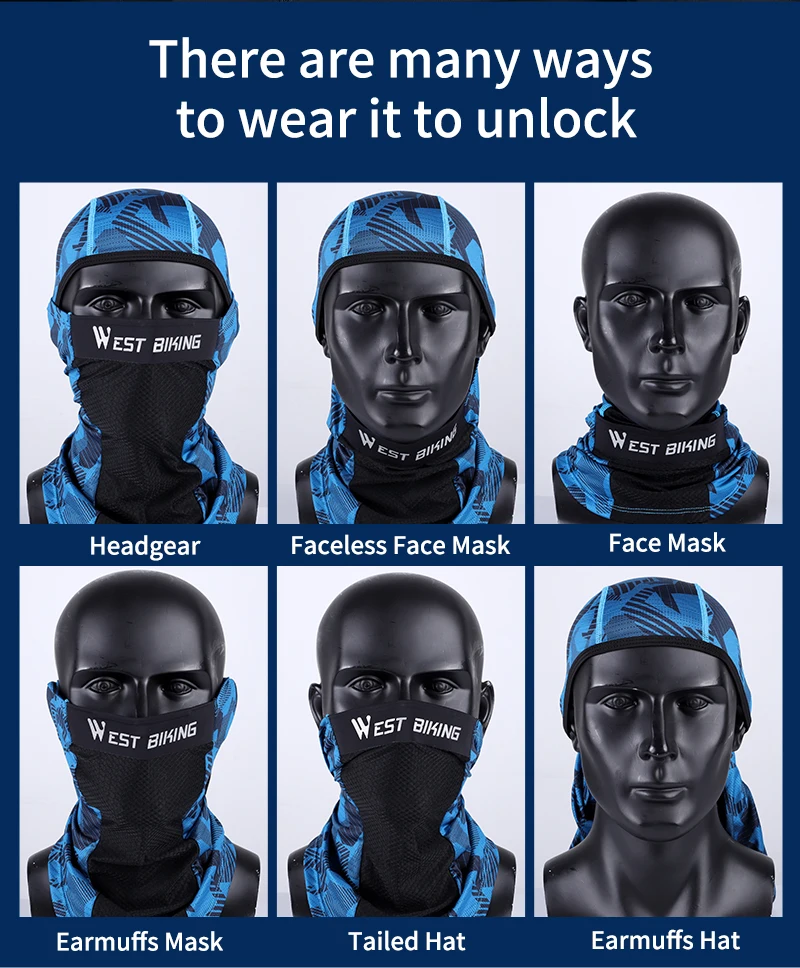 WEST BIKING Radfahren Kopfbedeckung Eis Seide Atmungsaktive Outdoor-Sport Vollgesichtsmaske Anti-UV Sonnenschutz Fahrradkappe Fahrradhelm Liner – Detail 11