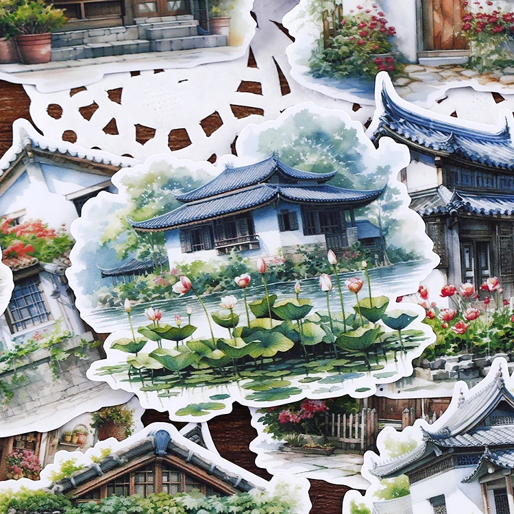 15pcs Cute Journal Notebook Stickers - Flower Meets Southern China, Retro and Cute Designs Waterproof Stationery Supplies