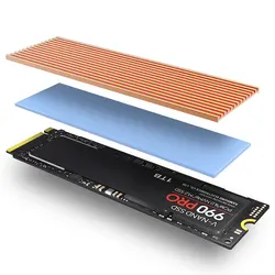 Premium Aluminum M.2 SSD Heatsink with Silicone Thermal Pad (Gold)