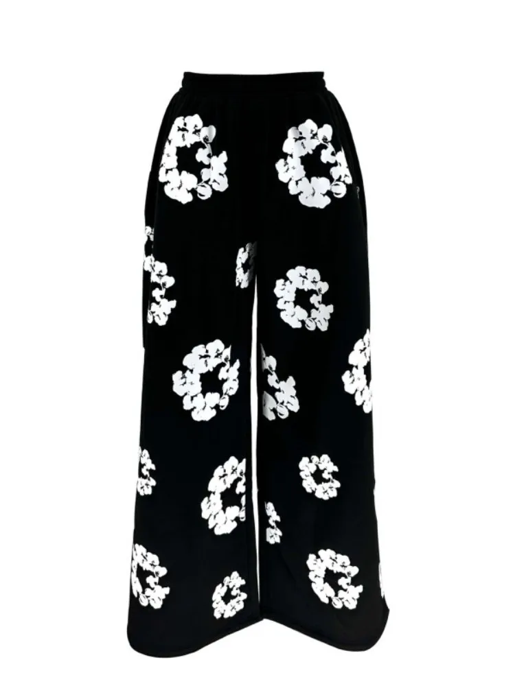 flexwitme バック yokosquad jellyyabashi 10OZ BLEACHED DENIM LAYERED-LIKE WIDE PANTS(XS BlackxWhite