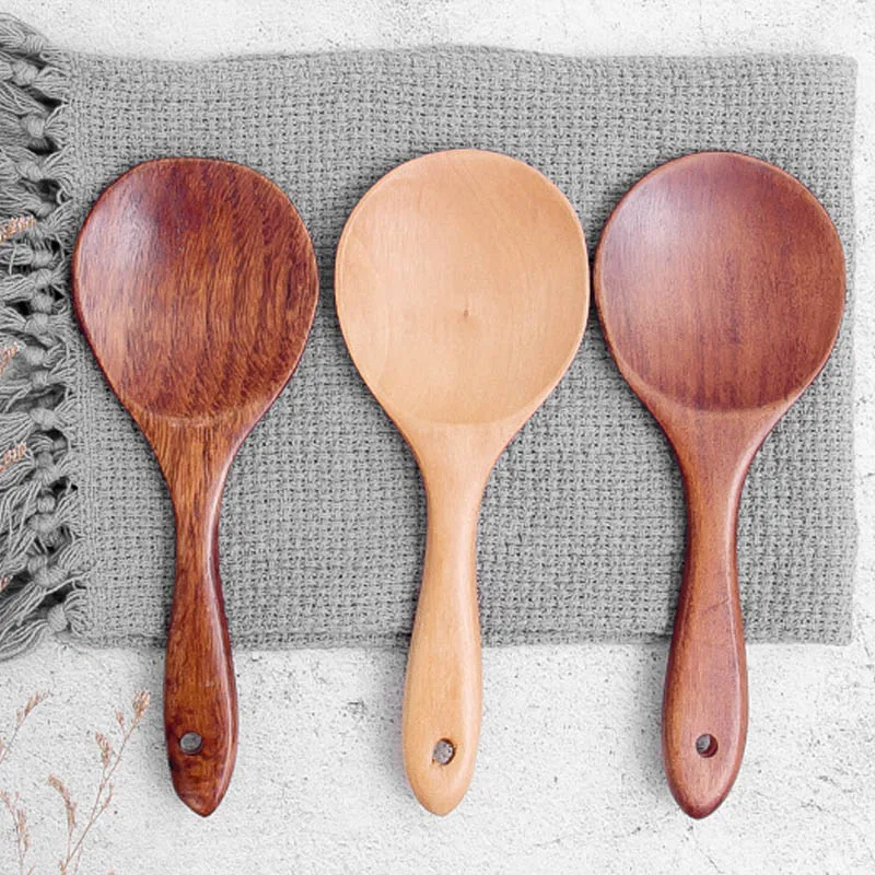 Japanese Wood Rice Spoon Sushi Rice Paddle Spoons Tableware Serving Scoop Wooden Spatula Dinnerware Kitchen Utensils