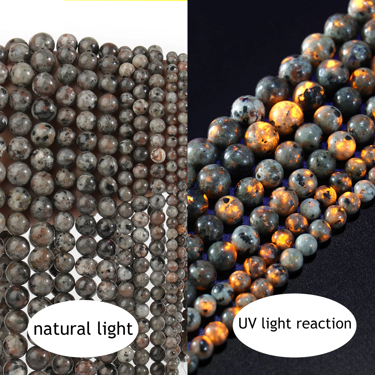 Natural Stone Beads Natural Stone Round Flame Stone Beads Yooperlite Fire Sodalite Loose Spacer Beads for Jewelry Making DIY Bracelets Necklace 15''